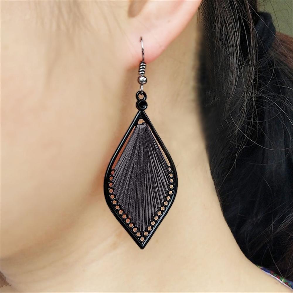 Fashion Black Ear Stud Vintage Bohemia Eardrop Stud Earrings Leaf Earrings Drop Earrings Ear Hook