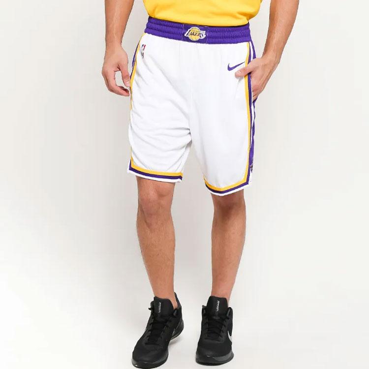 Nike NBA Association Edition Swingman Lakers Breathable Basketball Shorts Men Bottoms White AJ5616-100