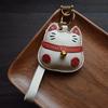 Trendy PU Leather Rocking Lucky Cat Keychain Cartoon Pony Animal Pendant Key Ring Charm Women Bag Decoration Accessories