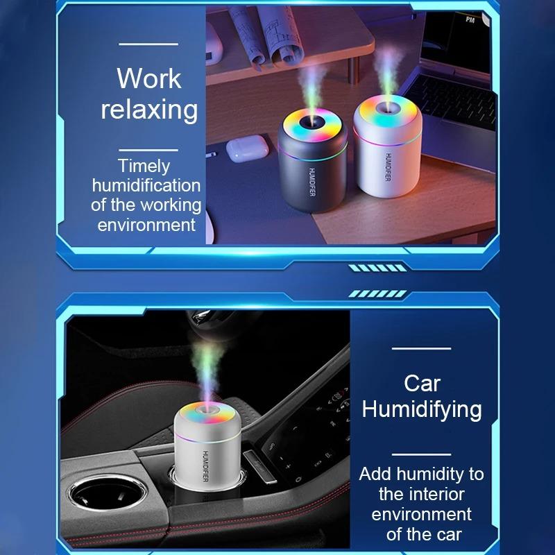 Mini Humidificateur d'Air 180ML USB Aromathérapie Diffuseur d'Arômes Électrique avec Lumières Colorées Purificateur d'Huiles Essentielles Créateur de Brume Lumières Pour Voiture Maison Chambre