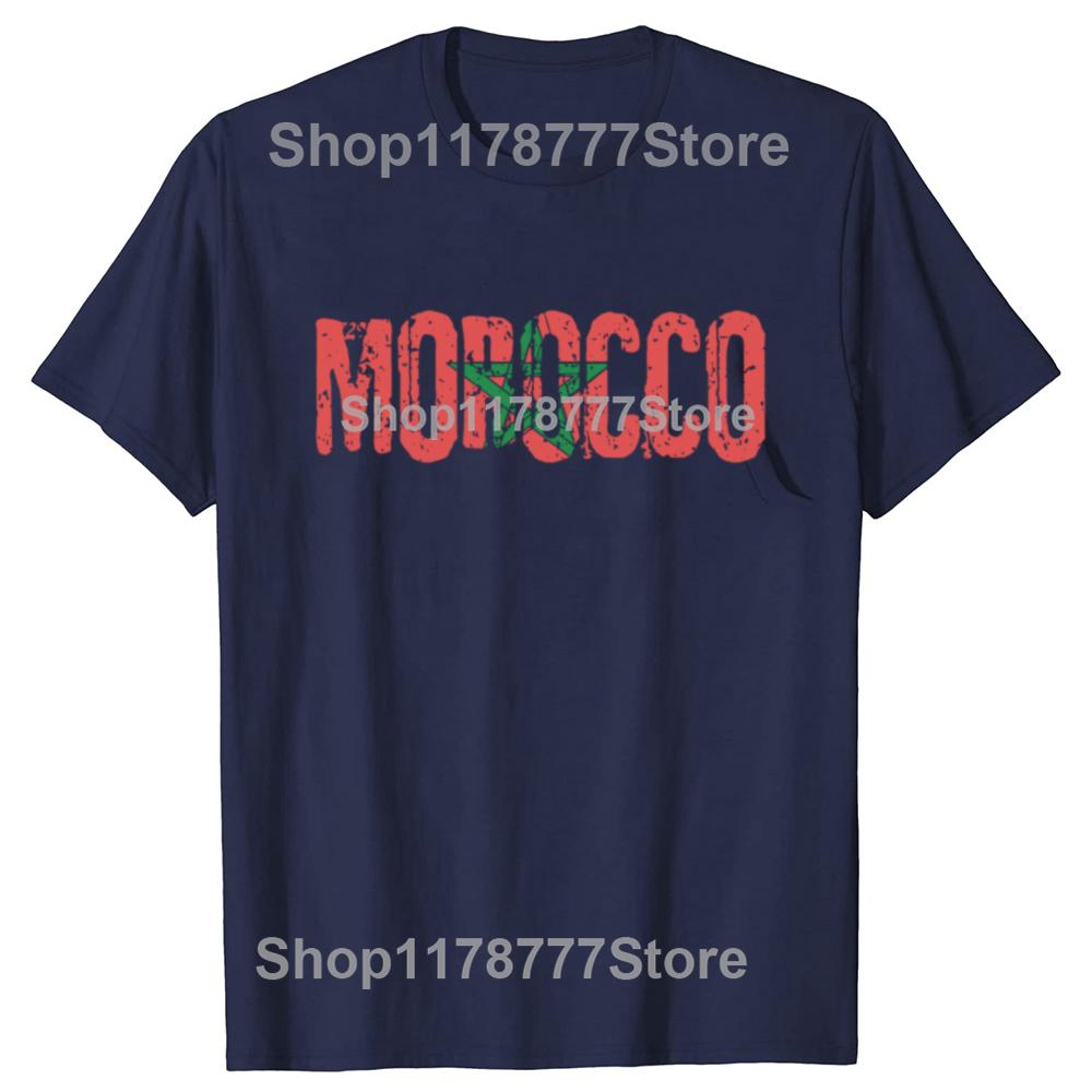 Funny Moroccan Flag Morocco Soccer T Shirts Cotton Streetwear Short Sleeve Birthday Gifts Unisexs Fashion Casual Loose T Shirt