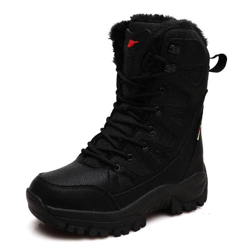 Winter outdoor couple large size snow boots wohigh-top velvet thickened hiking snow shoes