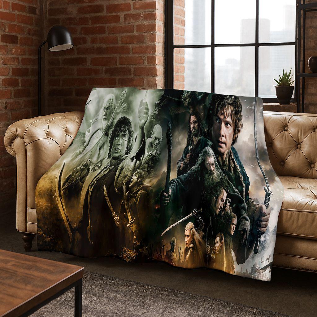 Classics L-Lord of The Rings H-Hobbit Movie Flannel Blanket,Warm and Cozy Soft Throw Blanket for Home Bedroom Bed Sofa Cover Kid