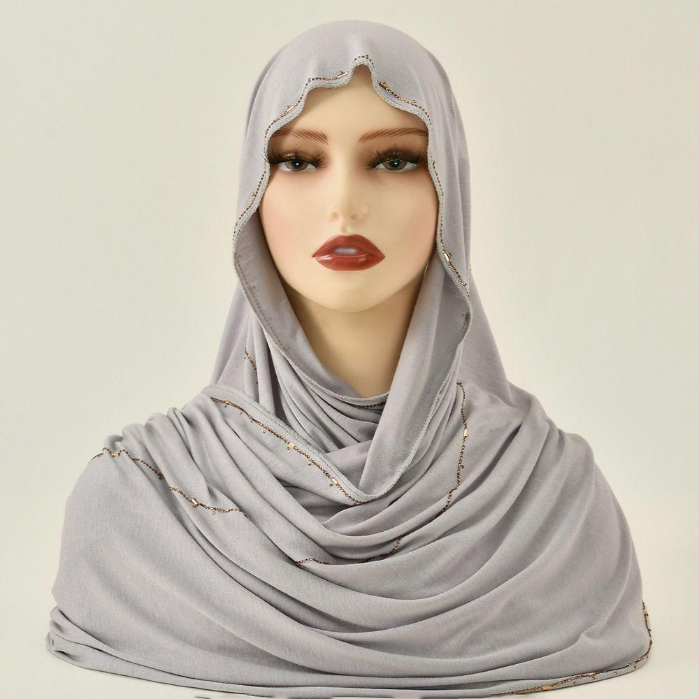 Glitter Shimmer Edge Stretch Shawl Soft Headband Turban New Headscarf For Women