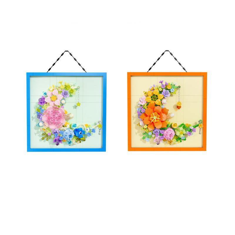 3D Decorative Painting Arts Mini Block Butterfly Flower Moon Photo Frame Idea Construction Building Bricks Toys For Kids Gifts