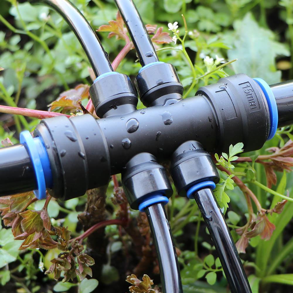 1/2" OD-15mm PE Hose Irrigation Water Tube 15 To 6mm Quick Connect Joint Tee Taps Ball Valve Adapter Garden Micro Drip Fittings