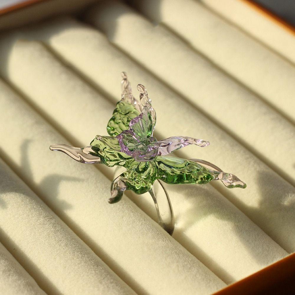 Exquisite Colorful Flower Ring Handmade Chinese Dragon Ring Valentine's Day Gift