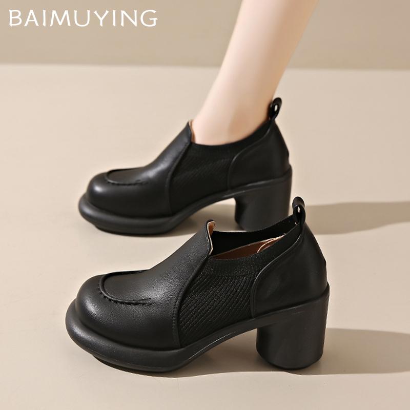 Chunky Women Ankle Boots Leather High Heels Fashion Shoes Winter 2024 Trend Designer Elegant Pumps New Gladiator Botas De Mujer