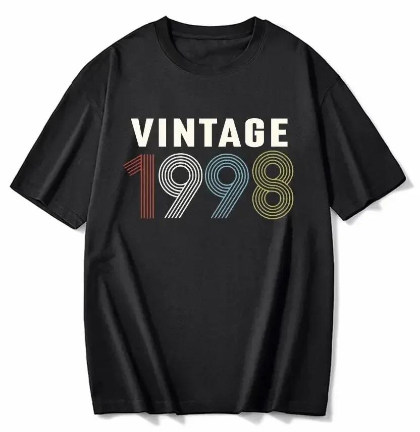 cotton 100% Men's And Women's Birthday Short Sleeve T-Shirt Digital Print 1960-1999 Pattern Congratulating Letter Tee Birthday