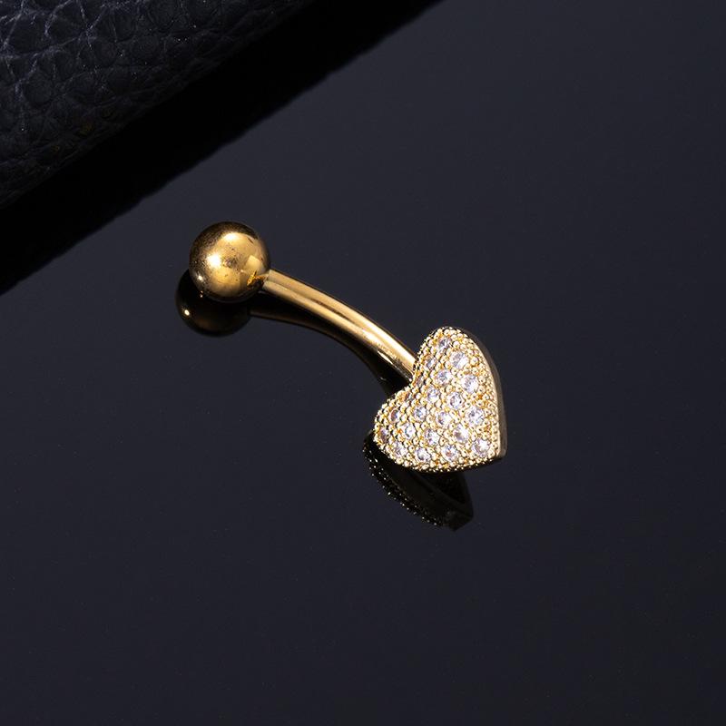 Trendy Zirconia Heart Wings Tassel Navel Ring for Women