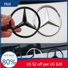 EVW5   Hot 2025 90mm Car Rear Trunk Middle Badge Emblem Sticker Decal For Mercedes Benz W203 W211 W204 W210 W212 Cla W205 W213 CLA CLK