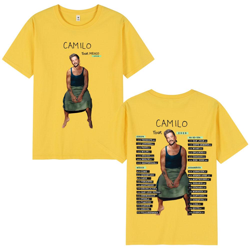 Singer Camilo Tour 2026 Merch Tshirts Unisexs Women Clothing Fashion Hip Hop Oversized T Shirts Cotton Casual T Shirt Streetwear