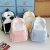Schoolbag Korean Version Ins Splicing Backpack Women's Large-capacity High-value Cute Printed Student Schoolbag Sweet Versatile Backpack.