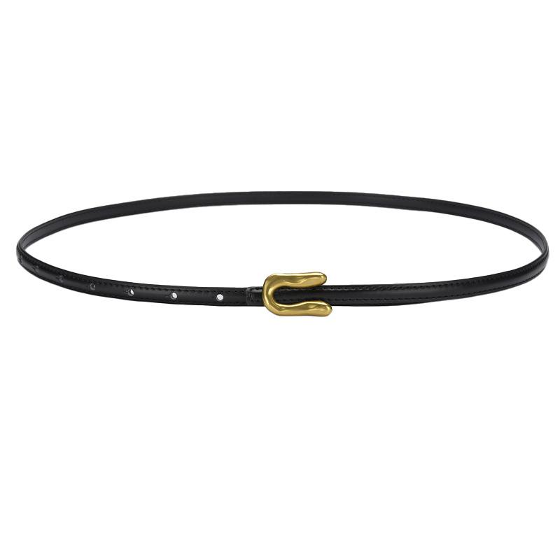 Belt for Women's Thin Jeans Shorts Ins Trendy Leather Narrow Belt Trousers Summer High Waist Soft Black Small Belt Narrow