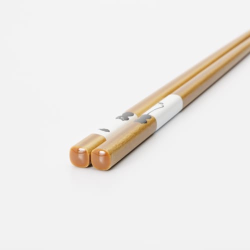 Sunlife Chopsticks, Dishwasher Safe, Adult, Short, 21cm, Hungry, Cat Design, Natural Wood, Made in Japan, H-05928