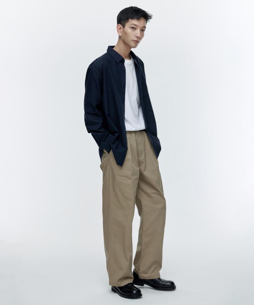 Musinsa Standard Reverse Two-Tuck Wide Chino Pants [Beige]