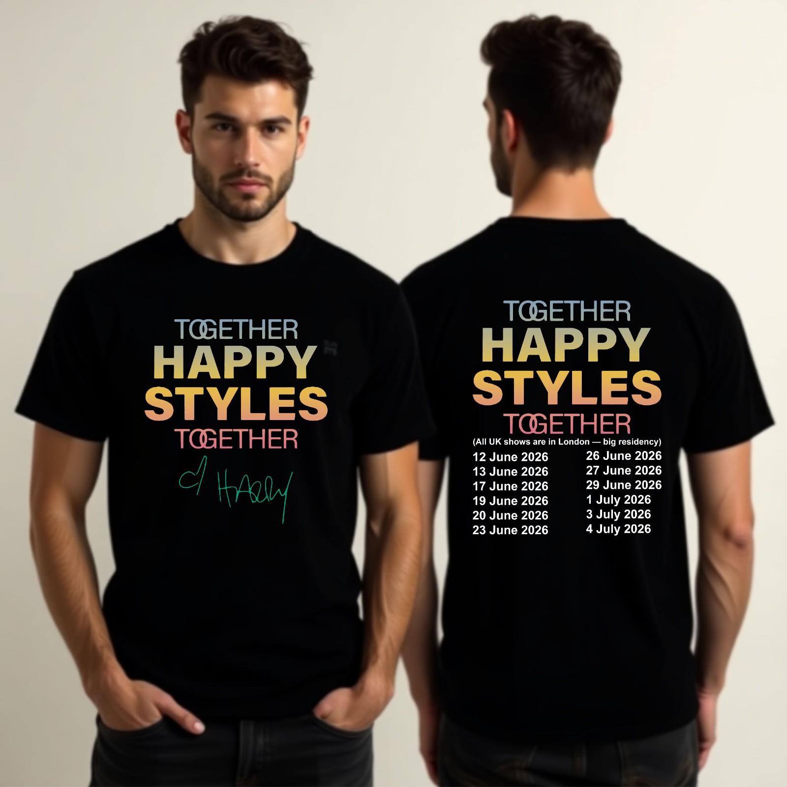 Together Happy Styles Tour T-shirt Music Concert Harry Band Dates & Venue Tee S