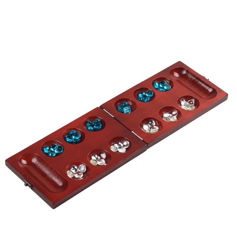 Chestnut Pine Foldable Mancala Board Game - Fun Classic Table Game with Wooden Board for Adults & Kids