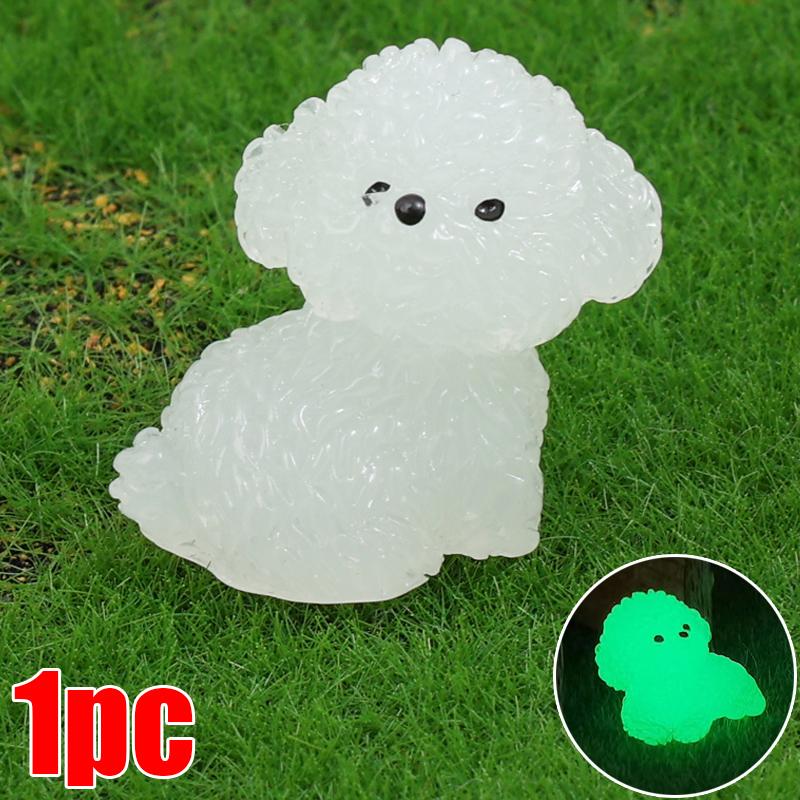 Luminous Cute Puppy Bichon Frise Small Ornaments Car Center Console Lighting Decoration Universal Cars Interior Accessories