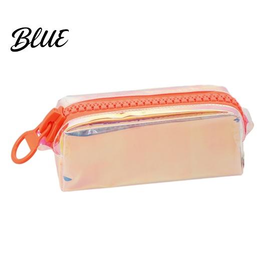 Colorful Holographic Pen Bag Iridescent Pencil Case Transparent Stationery with Wide Case U-Shaped