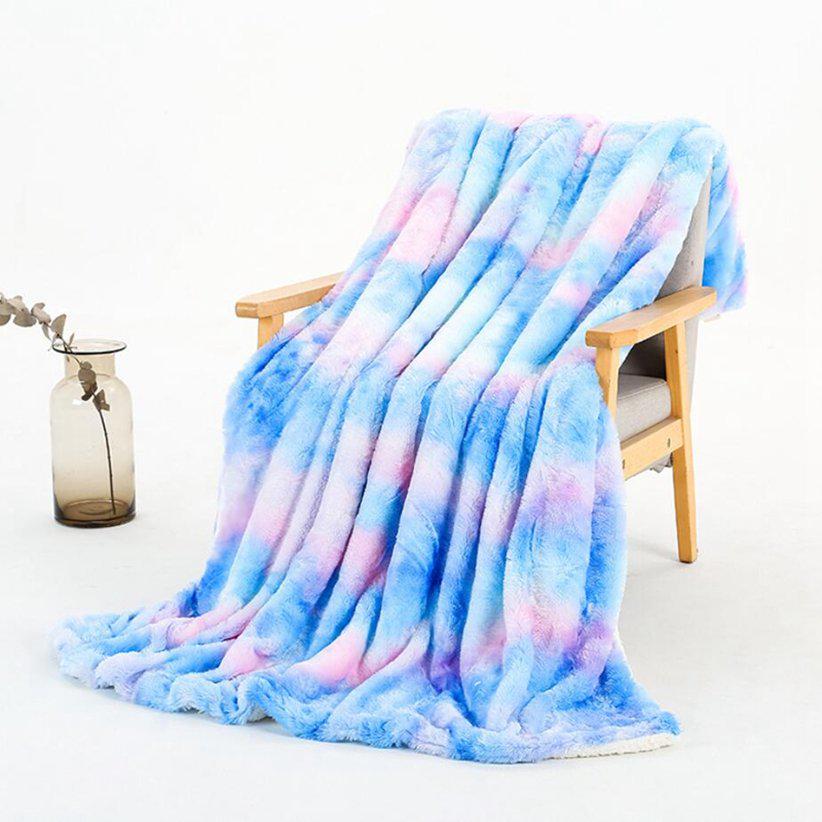 Travel Cover Tie Dye Print Office Nap Blankets Velvet Bed 1Pc Warm Rainbow Plush Blanket