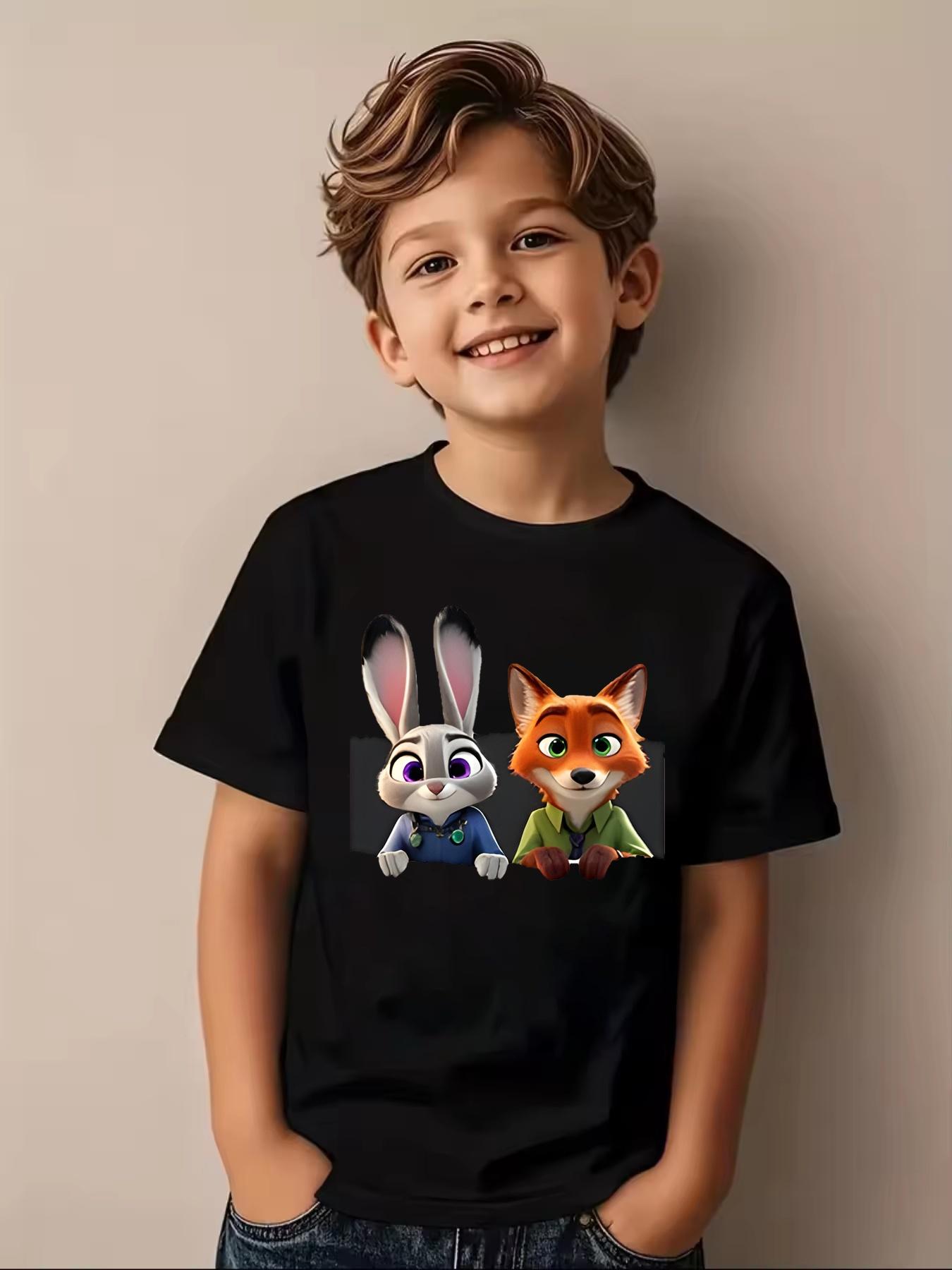 

Zootopia Children s Summer T-Shirt, Judy & Nick Collaboration Short Sleeve Casual Top for Boys and Girls 2XL