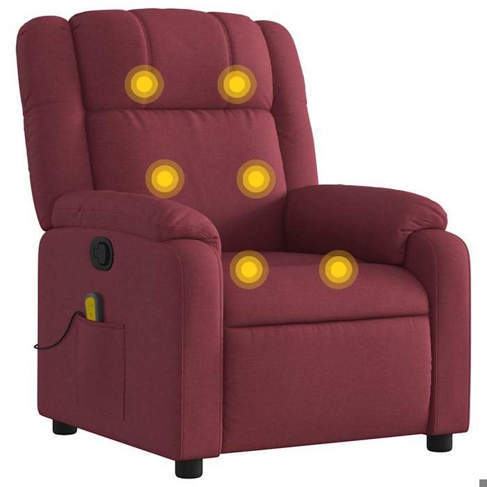 VidaXL Reclining Massage Armchair Bordeaux Red Fabric 373551