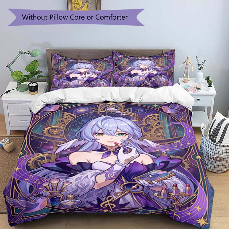 3pcs Duvet Cover Set (1*Duvet Cover + 2*Pillowcase, Without Core), Robin (Honkai Star Rail) Print Bedding Set, Bedroom Decor, All‑Season, Birthday Gif