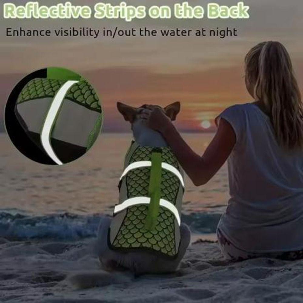 Enhanced Buoyancy Dog Swimsuit Reflective Dogs Swimming Clothes Shark Dog Life Jacket  For Dogs