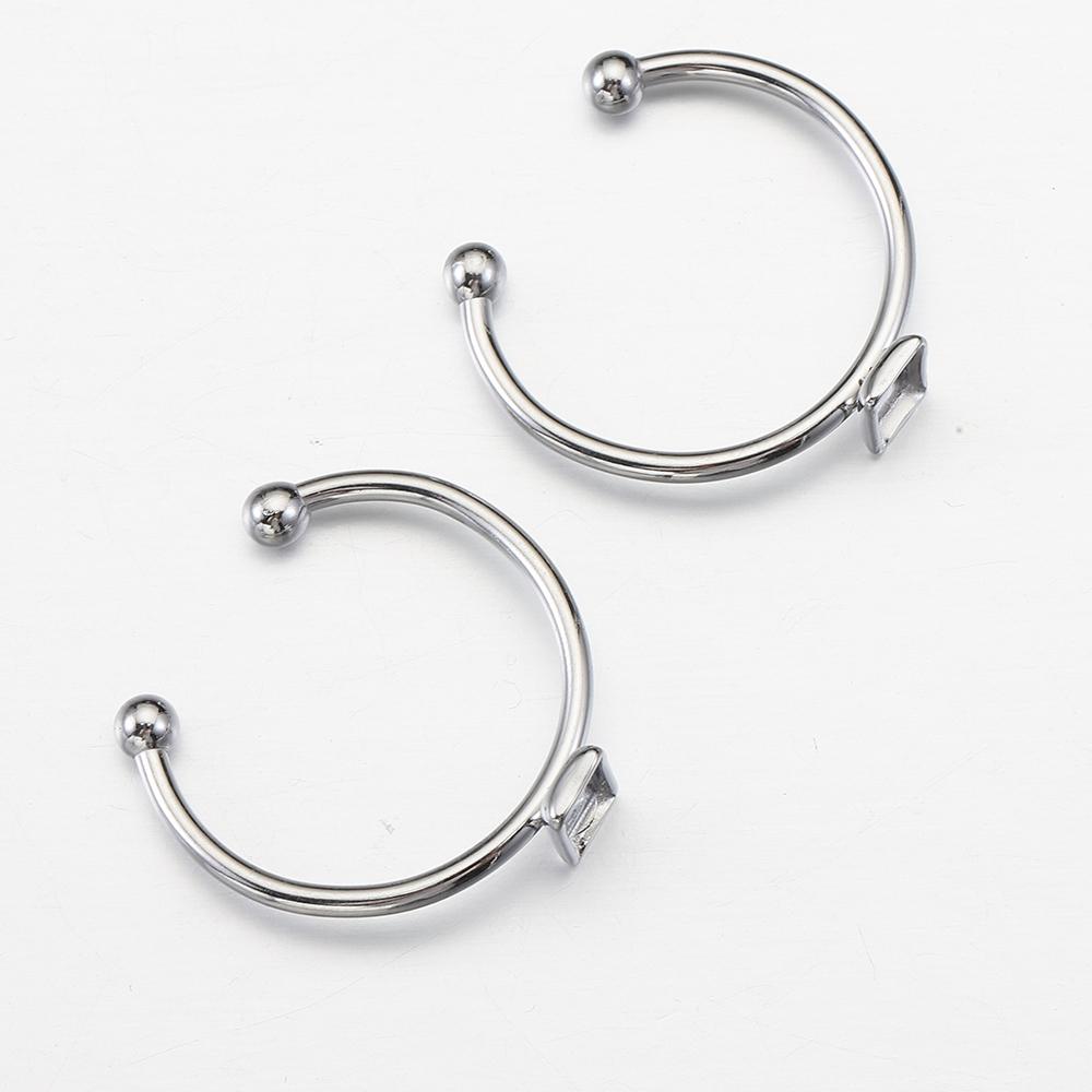 10 st Justerbara Öppna Ringbaser i Rostfritt Stål Tom Bas Infattning Cabochonringar För Smyckestillverkning DIY Fingerring Tom