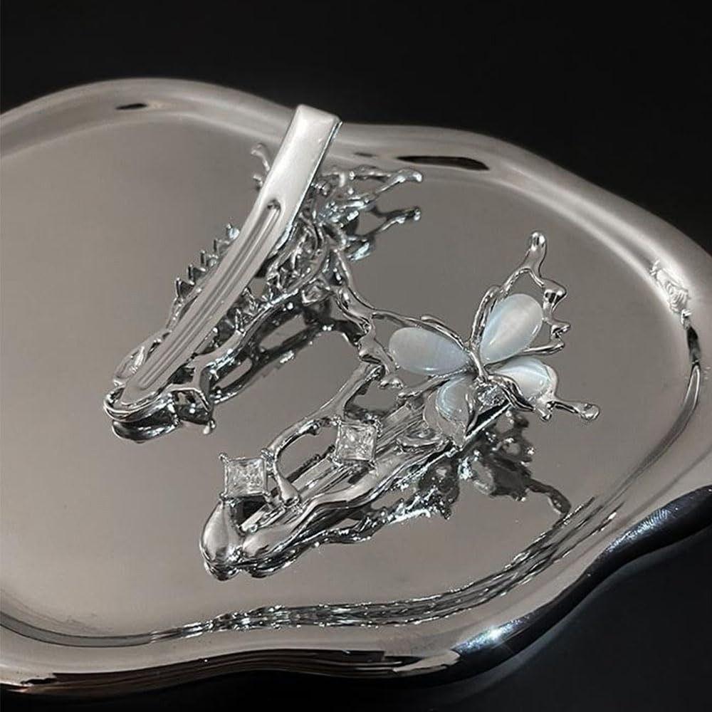 1pc Irregular Shape Cat Eye Zircon Hair Clips Butterfly Design Hair Barrettes  Girl Fashion