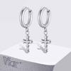 Vnox Stainless Steel Thorn Cross Huggie Earrings for Women Men, Punk Gothic Jewelry Gifts, Hypoallergenic Piercing Hoop Earrings