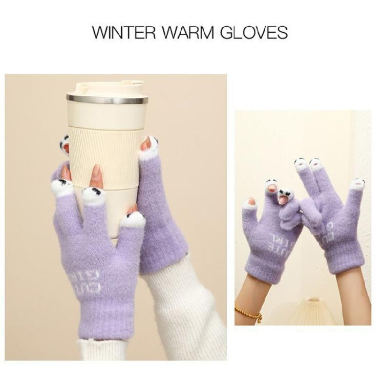 Adult Touchable Screen Gloves Mittens Jacquard Letter Full Finger Gloves