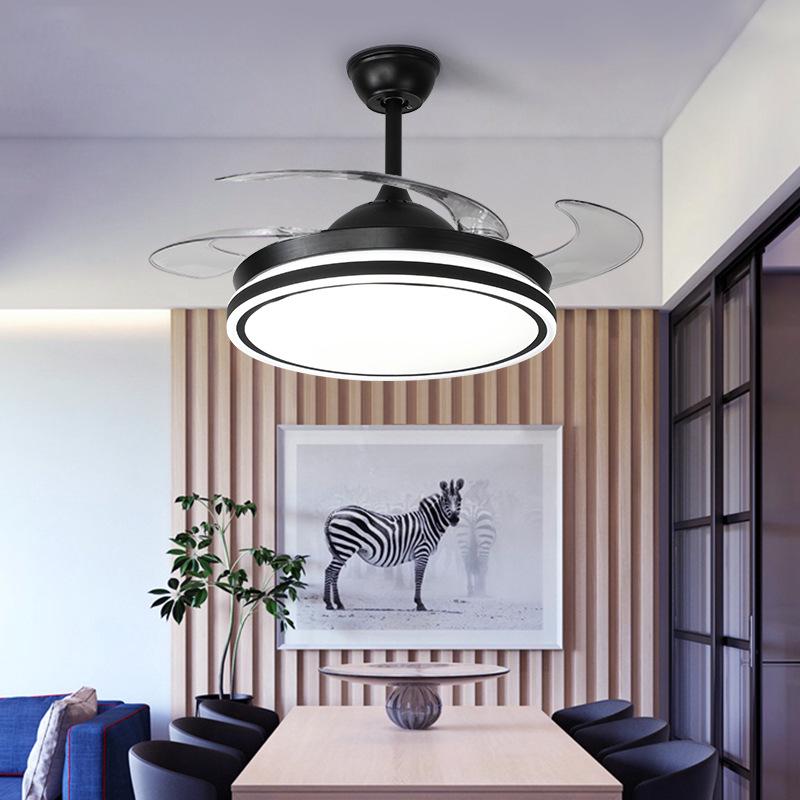 Nordic Ceiling Fan Light with Invisible Blades - Large Airflow for Living, Dining, and Bedroom - Integrated Inverter Electric Fan Chandelier.