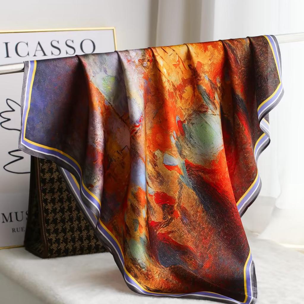 New 100% Natural Silk Scarf Square Female Fashion Beach Pashmina Bufanda Women Shawl Wraps Bandana 65cm Scarves Foulard Echarpe