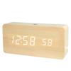 LED Digital Wooden Alarm Clock APP Control Time/ Temperature/ Date Display Electronic Desktop Clock 4 Levels Brightness Sound Control USB Charge