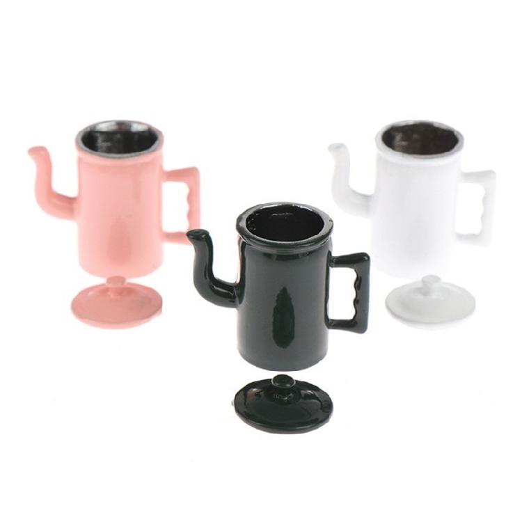 1/12 Scale Dollhouses Metal Coffee Maker Hinged Top Retro Miniature Kitchenware Metal Decorative Prop