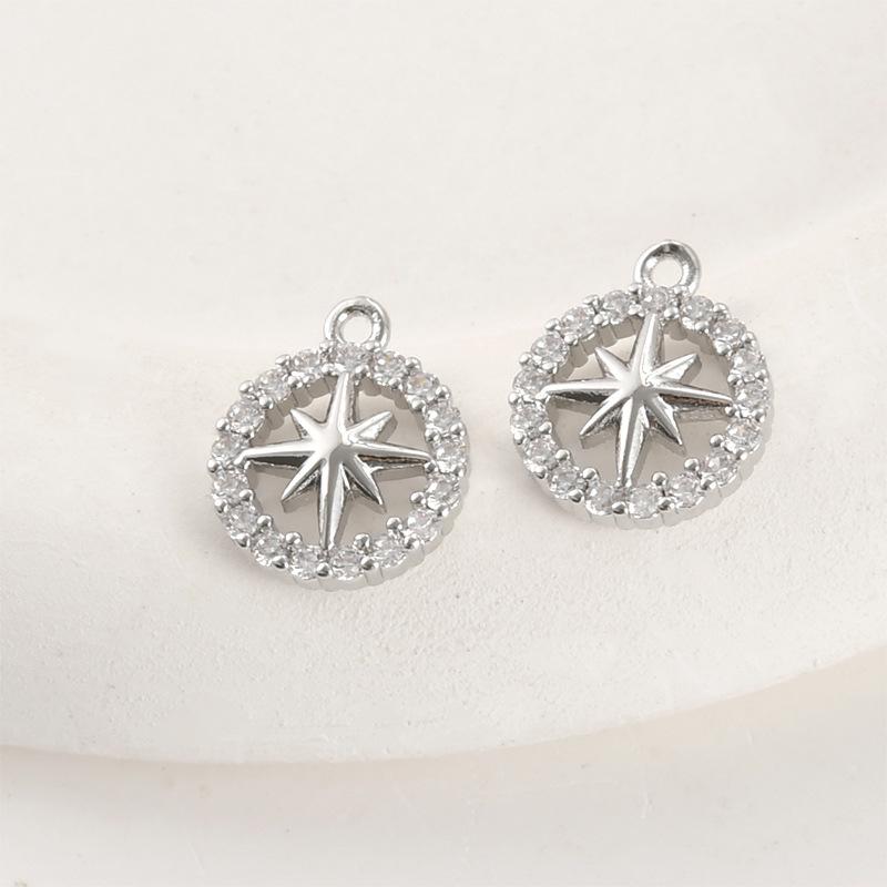 14k Gold-Plated Star Cross Diamond Pendant for DIY Jewelry