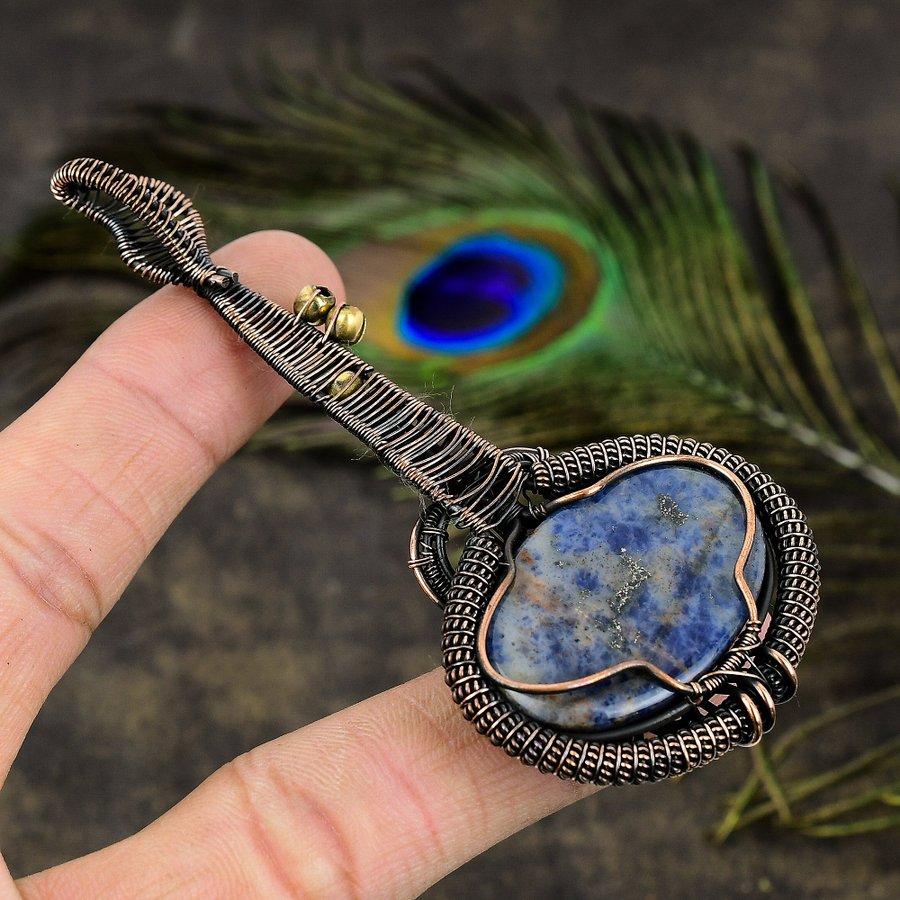 Sodalite Handmade Copper Wire Wrap Jewelry Pendant 3.94 A9e80
