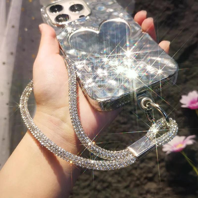 Luxuriöse Handy-Kristall-Handschlaufe Glitzer Strass Handy-Lanyard Schlüsselanhänger Hängendes Anti-Verlust-Seil