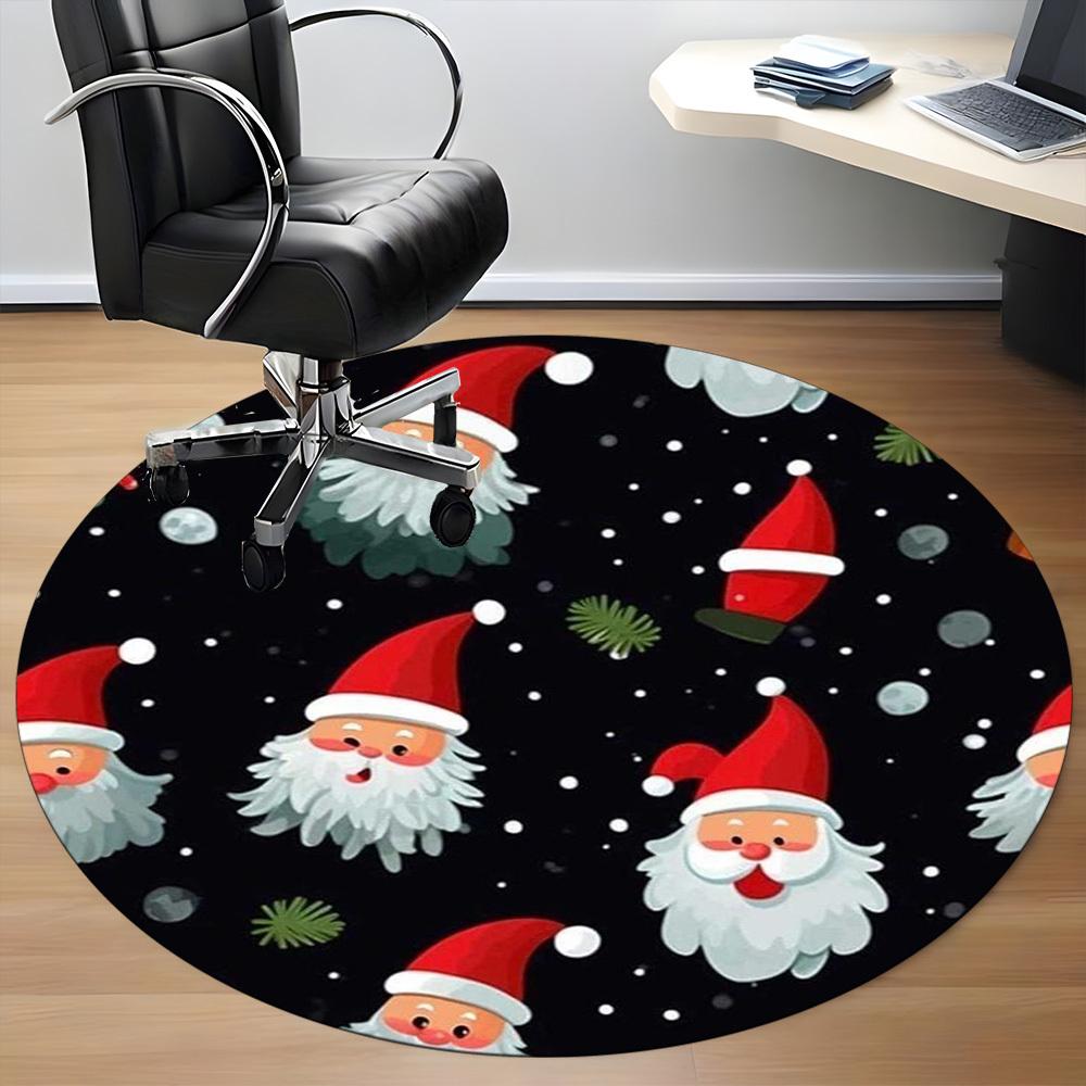 1pc Christmas Santa Claus Chair Carpet for Office Non-Slip, Machine Washable Rug for Office, Room - Polyester, Machine Made yy251029237
