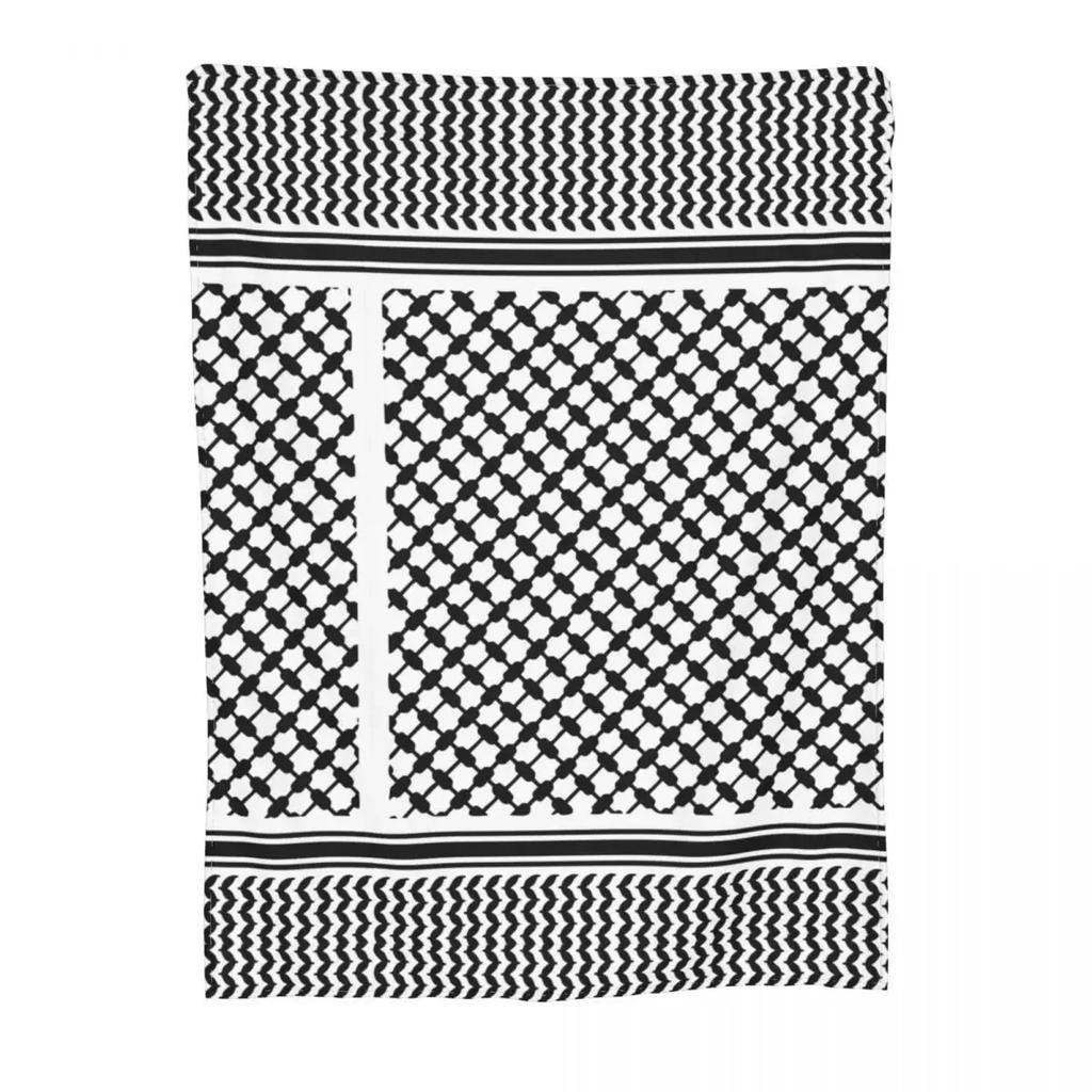 Černá Arabská plyšová deka Keffiyeh Palestina Palestinská Arabština Vlastní přehoz deka pro domácnost 125*100cm Přehoz přes postel