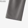 ZANZEA Women Summer Elastic Waist Solid Color Pleated Wide Leg Pants