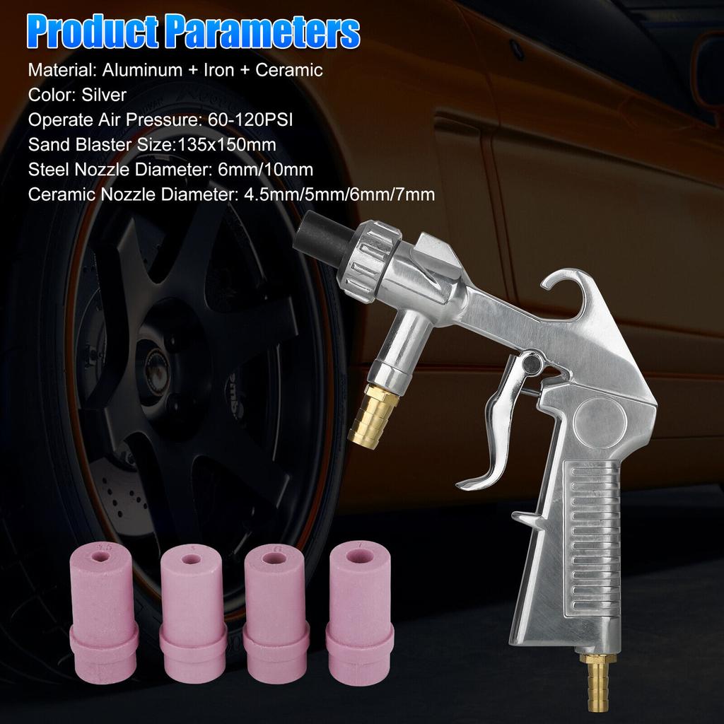 Air Sandblasting Gun Kit With Siphon Feed Nozzles Multipurpose Pipe Sand Blaster For Surface Polishing