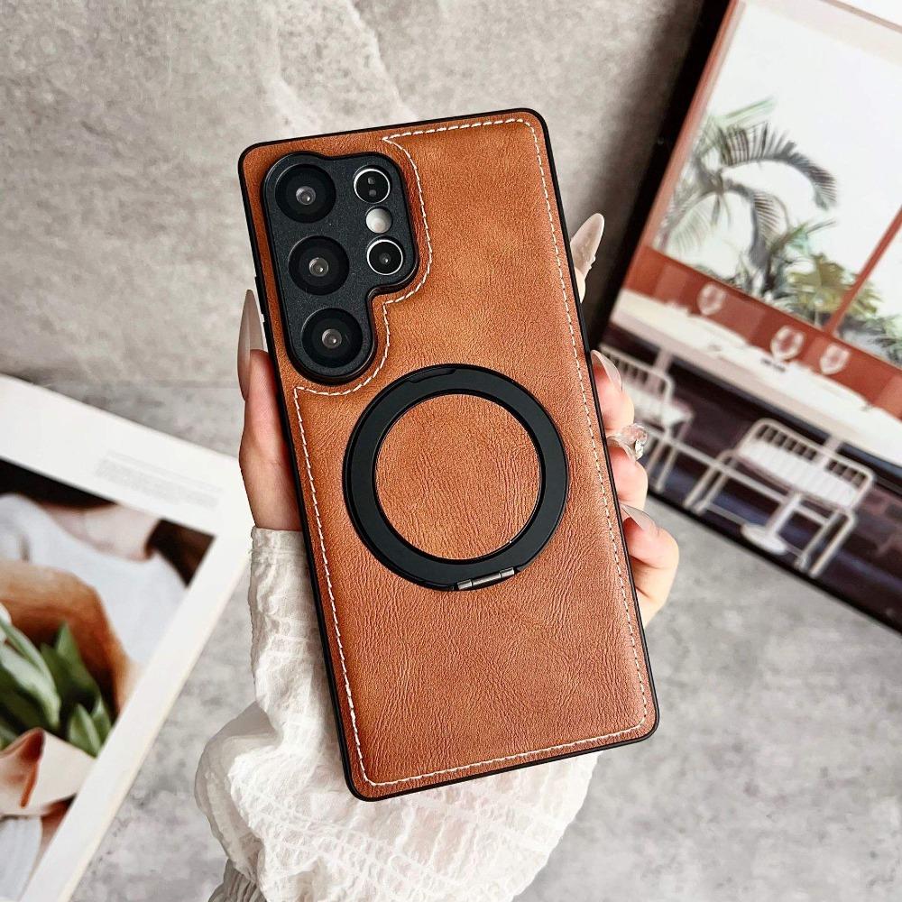 Funda de Teléfono Magnética de Cuero PU Premium para Samsung S26 Ultra S25 S24 S23 Plus Tacto de Piel Mate Cubierta Protectora Anti-Caídas