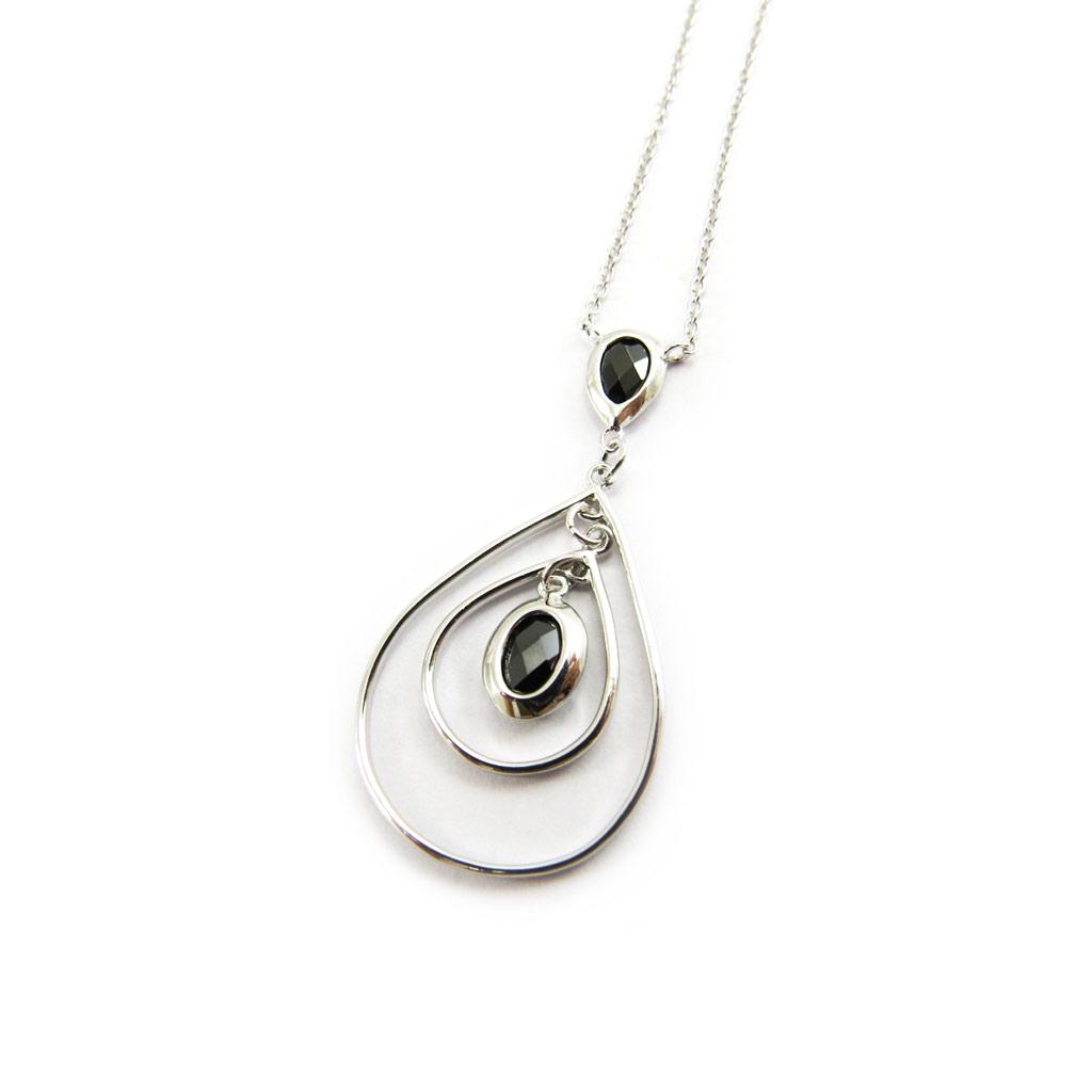 Les Trésors De Lily [L7428] - Silver Necklace 'Sissi' Black Silver (rhodium Plated) - 35x18 Mm