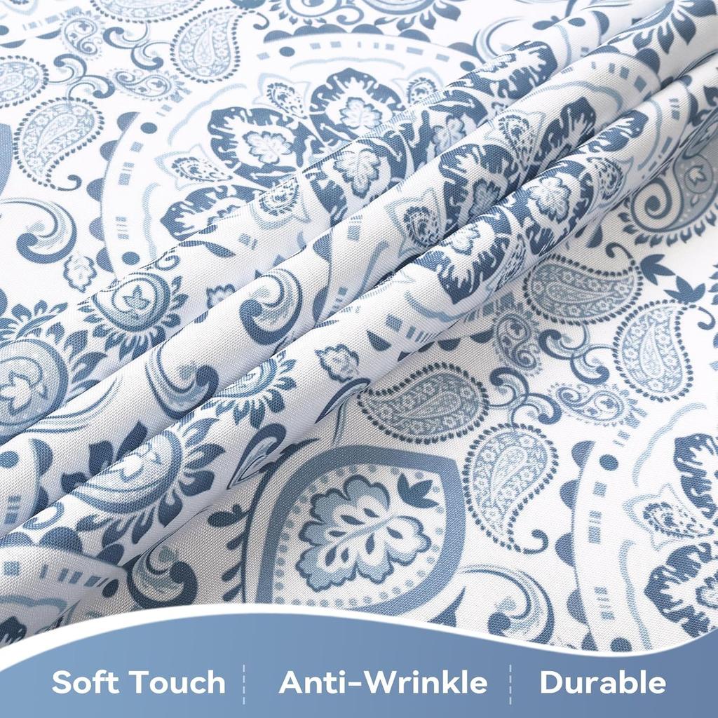 Boho Paisley Floral Print Rectangle Tablecloth for Table Decor Washable Bohemian Blue Flowers Kitchen Table Cloth Party Decor