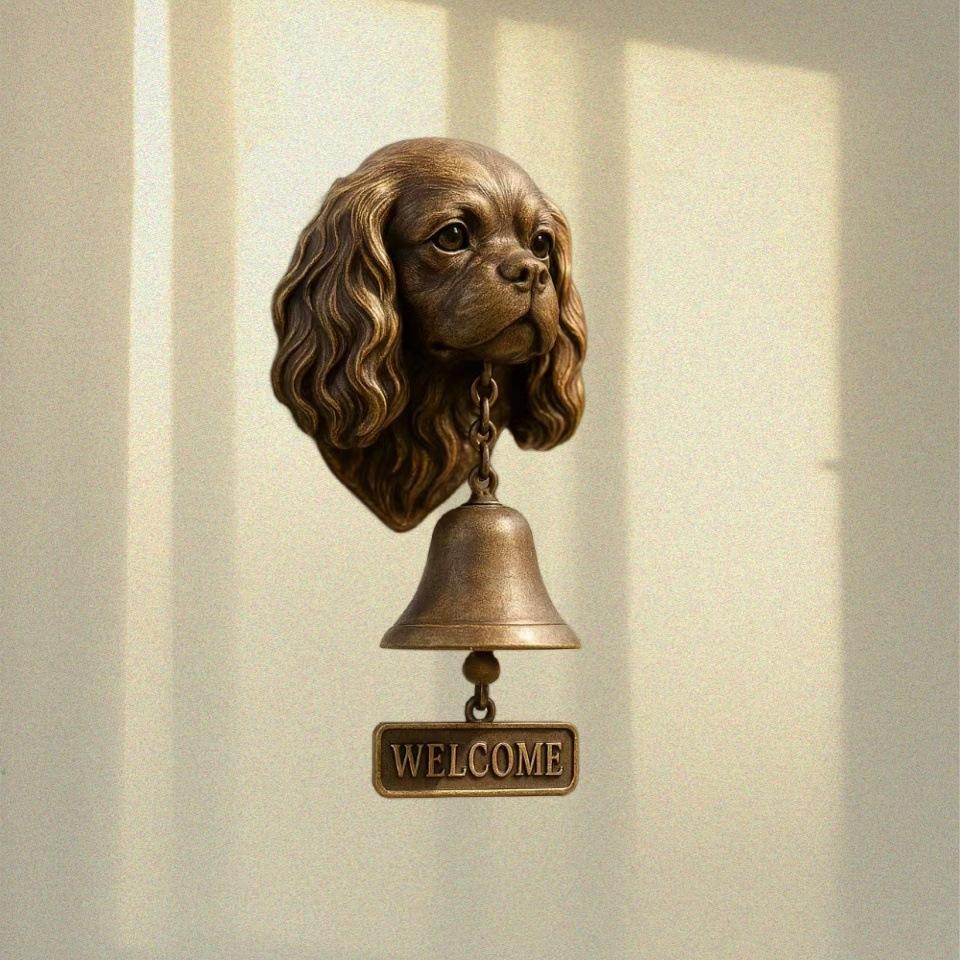 Door Chime Bell Dog-Shaped Welcome Doorbell Resin Animal-Themed Chime Wall Decoration for Entry Indoor Business Shop Gate Porch
