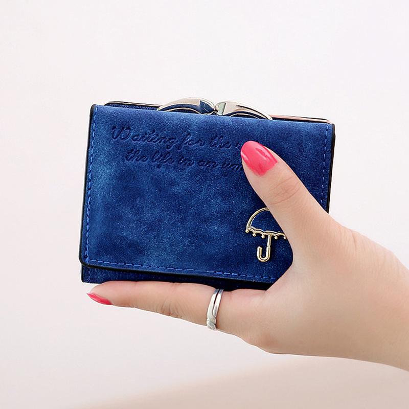 Buy Fashion Women's Leather Wallet Frosted Women's Short Wallet at