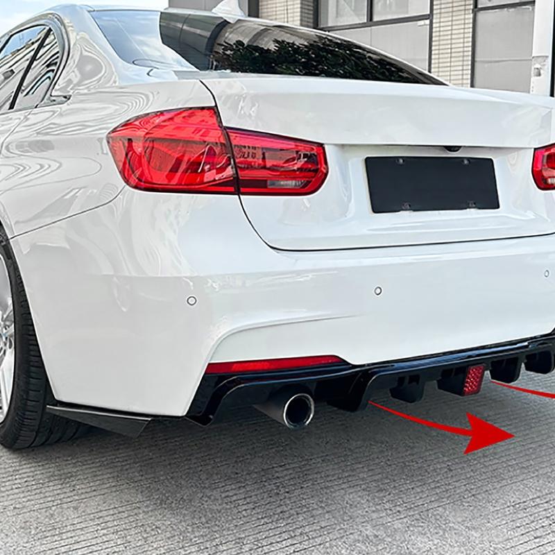 Diffusore Posteriore Lip Per BMW F30 MT MP 325i 330i 2013-2019 Doppio Scarico Lip Nero Con Splitter Luci Valance Spoiler